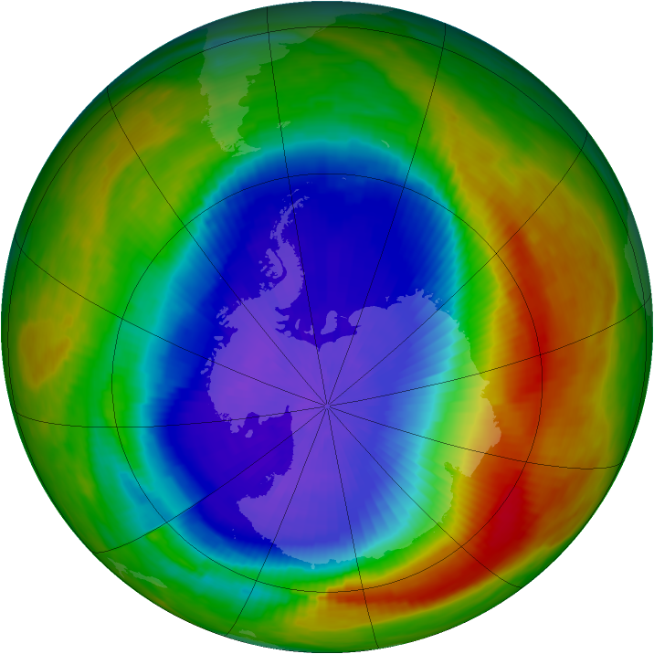 Antarctic ozone map for 11 October 1991